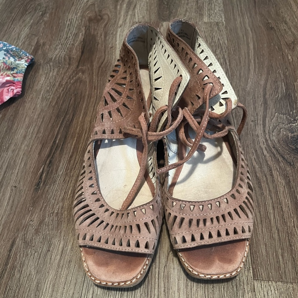 Jeffrey Campbell suede / wooden sandals